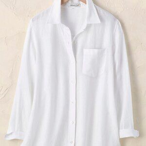 Lightweight Linen Big Shirt White Size L - Coldwater Creek - New in Bag